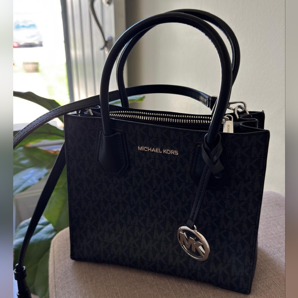 Michael Kors Black Satchel with Silver Hardware